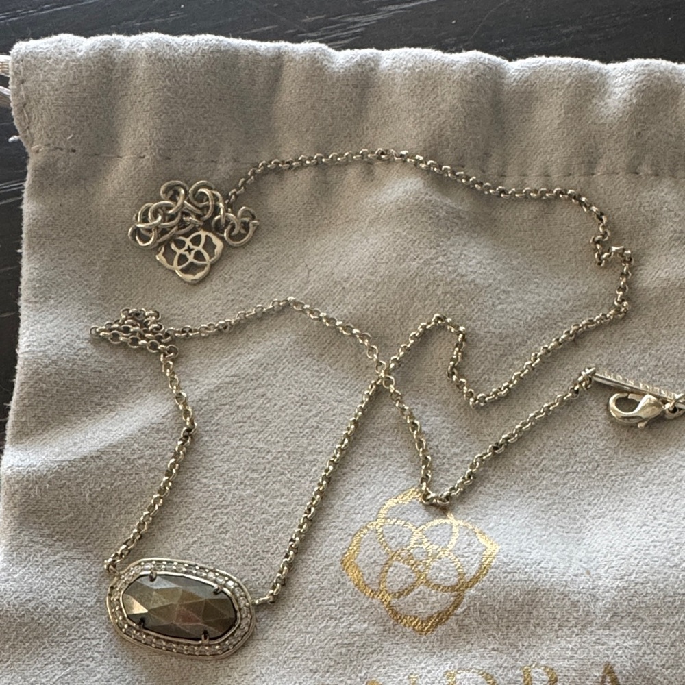 Kendra Scott Silver Necklace with Brown Pendant